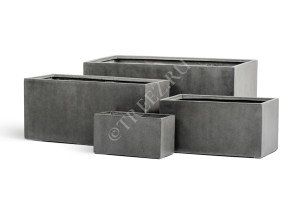 41.3319-02-019-GR-100 Кашпо  Effectory - серия Beton - Низкий прямоугольник - Тёмно-серый бетон Цветочная коллекция