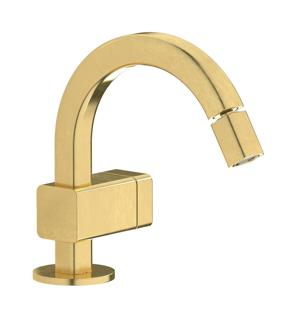 Прогрессивный смеситель для биде на 1 отверстие в комплекте с донным клапаном. WE ARE IB eo220on_1 Natural Brass Elio