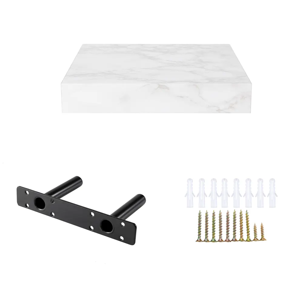 Настенная полка KONSENSA 23x23.5 см со скрытым креплением МДФ цвет светлый мрамор STLM-2119763 - Вид №9