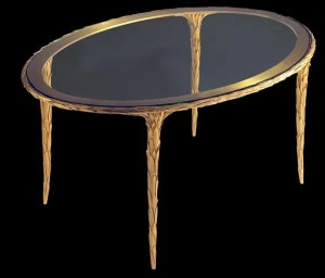 Tisserant Овальный журнальный столик из бронзы
