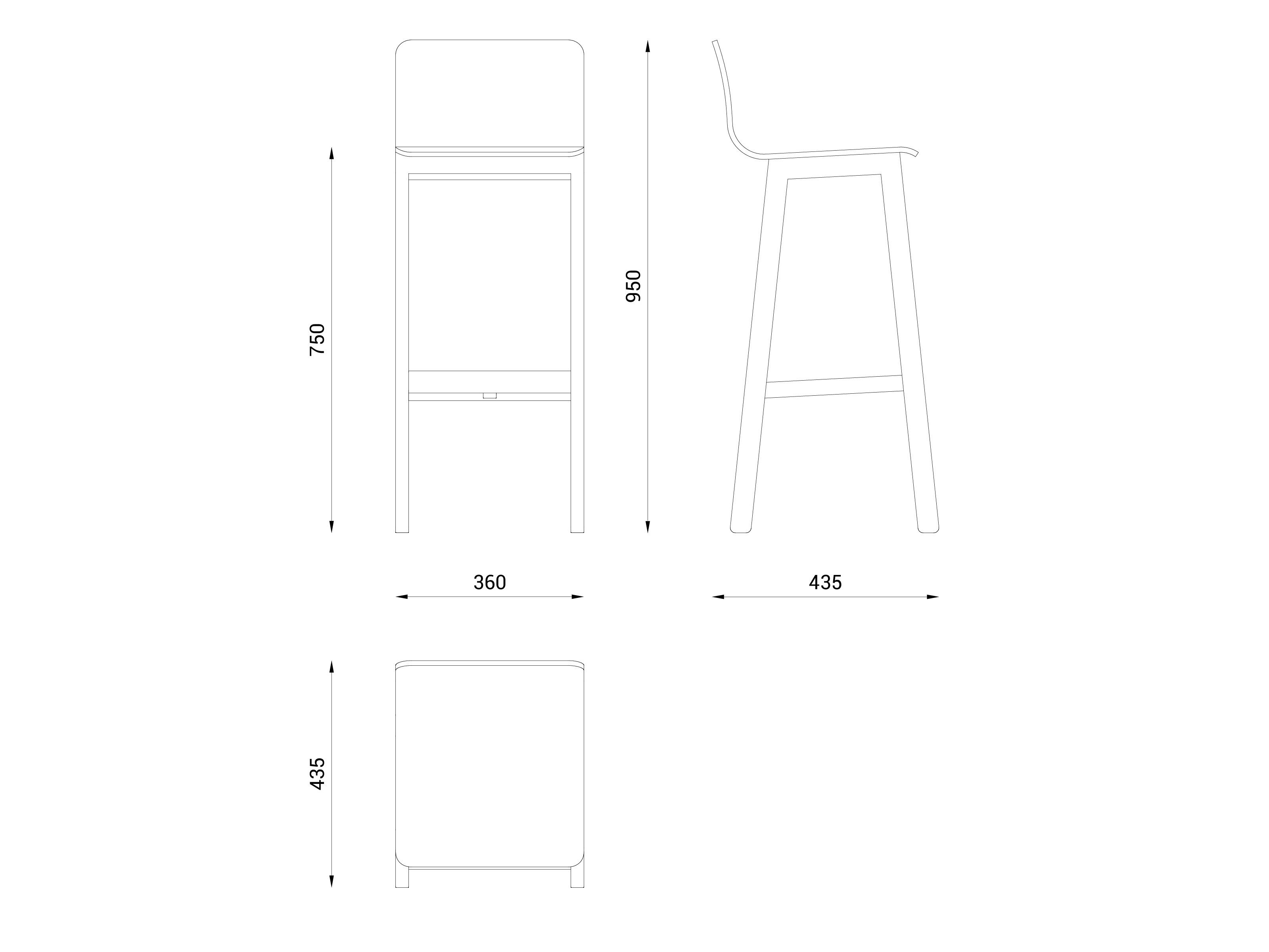 Высокий дубовый стул с подставкой для ног Askia версия 3 ARCH-00000776 - Вид №10