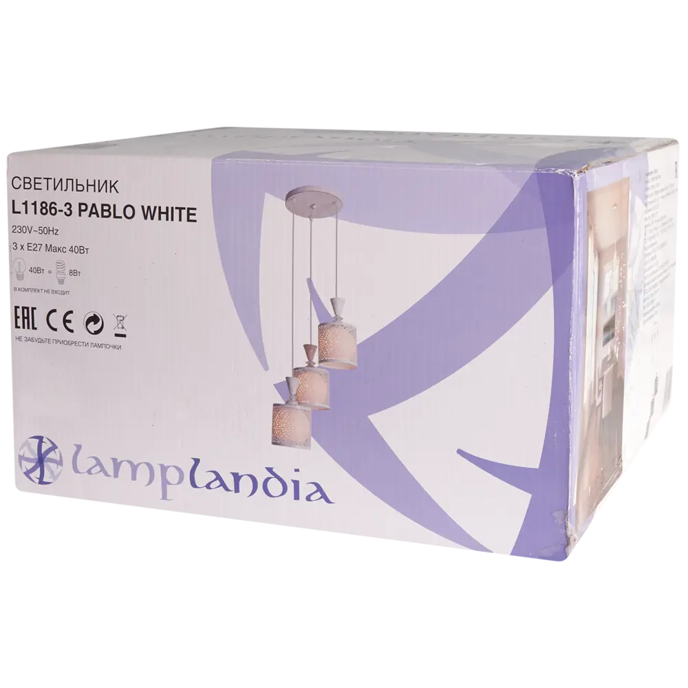 Светильник подвесной Lamplandia Pablo L1186-3, 3 лампы, 9 м², цвет белый STLM-2107075 - Вид №9