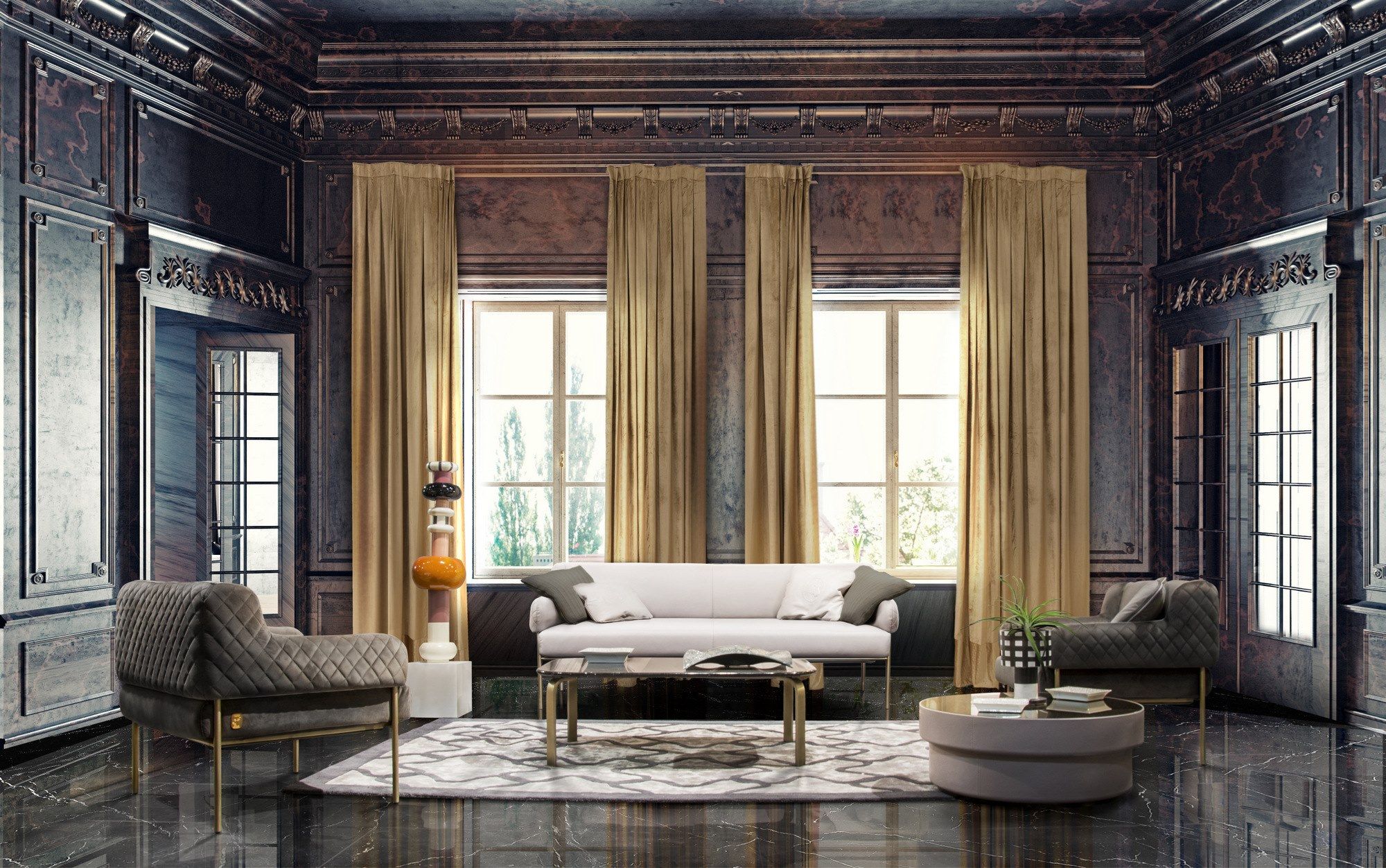 Журнальный столик из черного мрамора Marquina Formitalia ARCH-00073236 - Вид №4