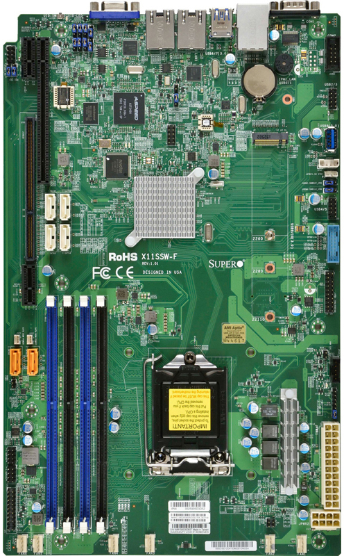 MBD-X11SSW-F-O Mb x11ssw-f, 1xlga 1151, e3-1200 v6/v5, core i7/i5/i3, c236, 4xddr4 up to 64gb unbuffered ecc udimm, 1 pci-e 3.0 x4 (in x16, right riser slot), 1 pci-e 3.0 x16 (left riser slot), dual gbe lan with intel® i210-at, 6 sata3 (6gbps) via c236; r Santreyd 