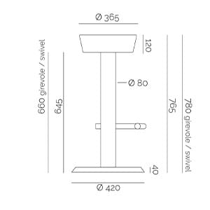 Стальной табурет с подставкой для ног PF Stile 480 ARCH-00009750