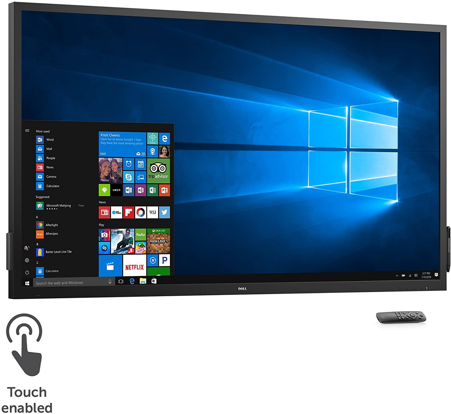 7017-4855 c7017t, 69.5",16:9, va, 10 points multi touch, 1920x1080, 6ms, 400cd/m2, 4000:1, hdmix2, vga, dp, 2x10w spk, 3xusb, black, 3 y Dell Santreyd  - Вид №6