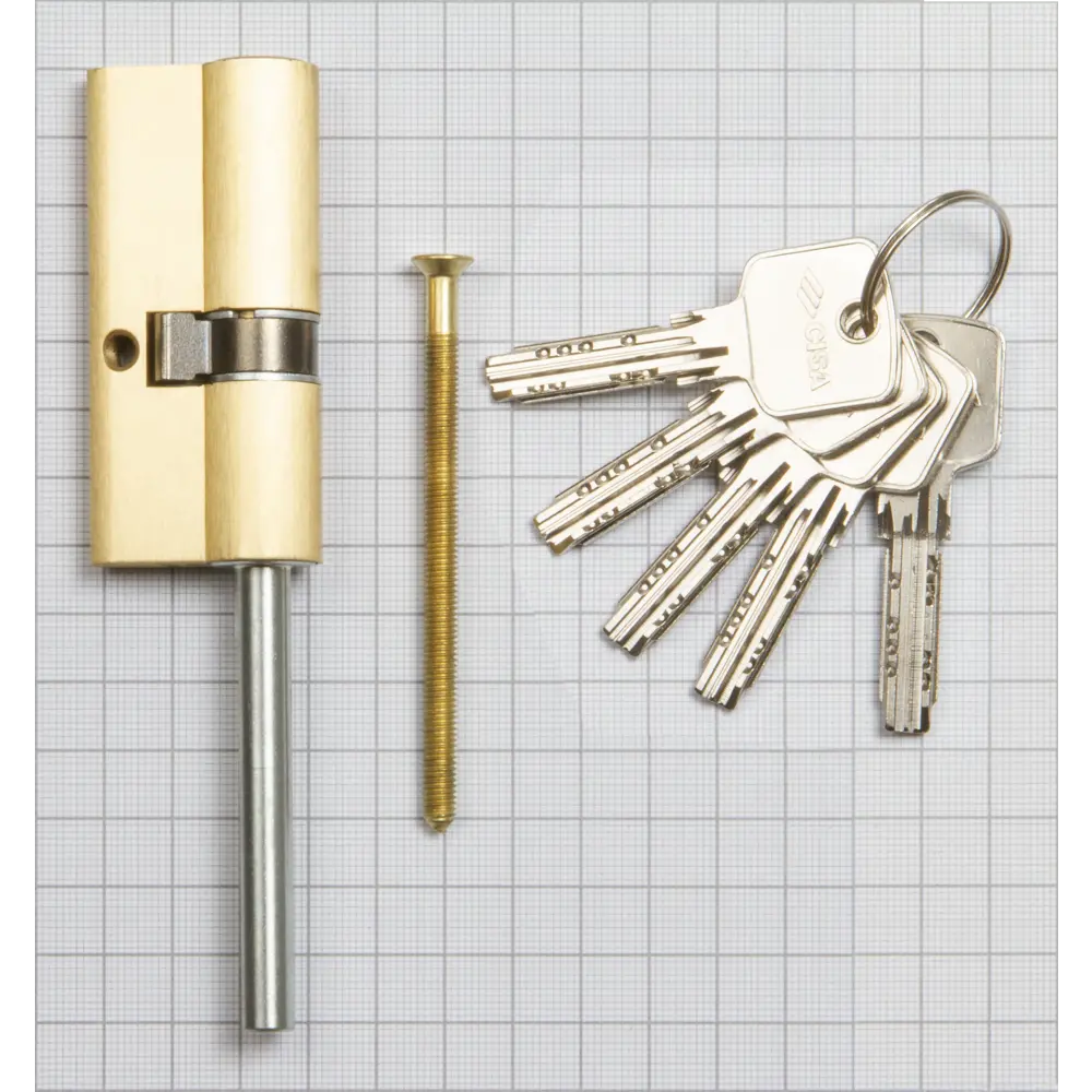 Цилиндр Cisa Astral ОА317-90.00, 45x10x25 мм, ключ/шток, цвет латунь, без вертушки STLM-2166072 - Вид №2