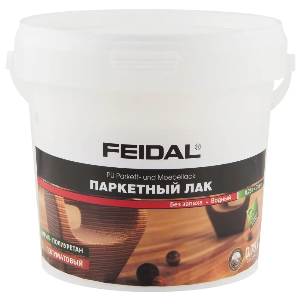 Лак паркетный полуматовый Feidal PU-Parket Mobellack 0.75 л STLM-2088901