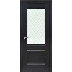 85486297 Дверь межкомнатная остеклённая с замком и петлями в комплекте Классико-43 90x200 см HardFlex цвет черный STLM-0063131 PORTIKA