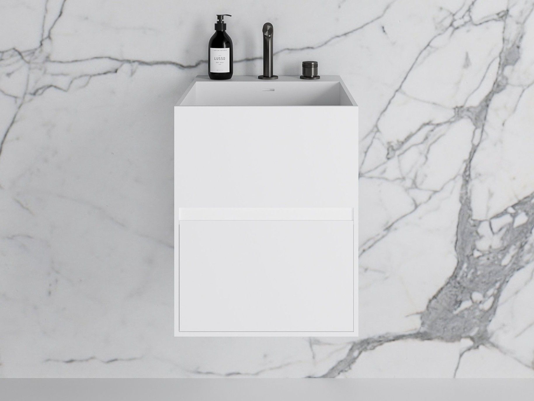 Подвесной умывальник из смолы с ящиками LUSSO Ethos ARCH-00028901
