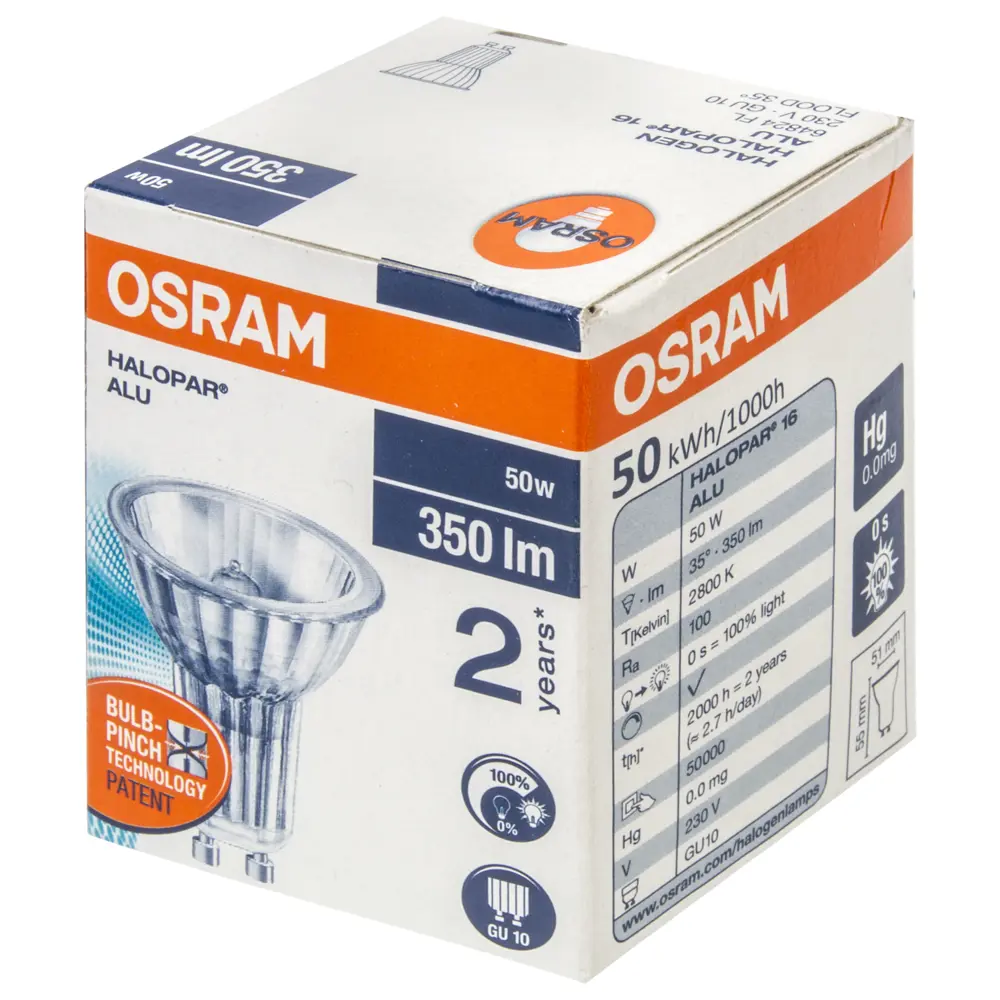 Лампа галогенная Osram спот GU10 50 Вт свет тёплый белый STLM-2021970 - Вид №2