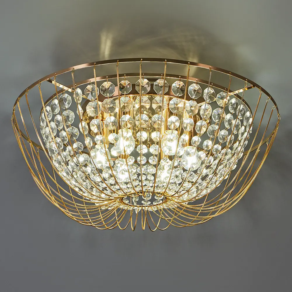 Люстра Freya Crystal Pava: золотая неоклассика с хрустальными подвесами 89398567 STLM-1571415 - Вид №1