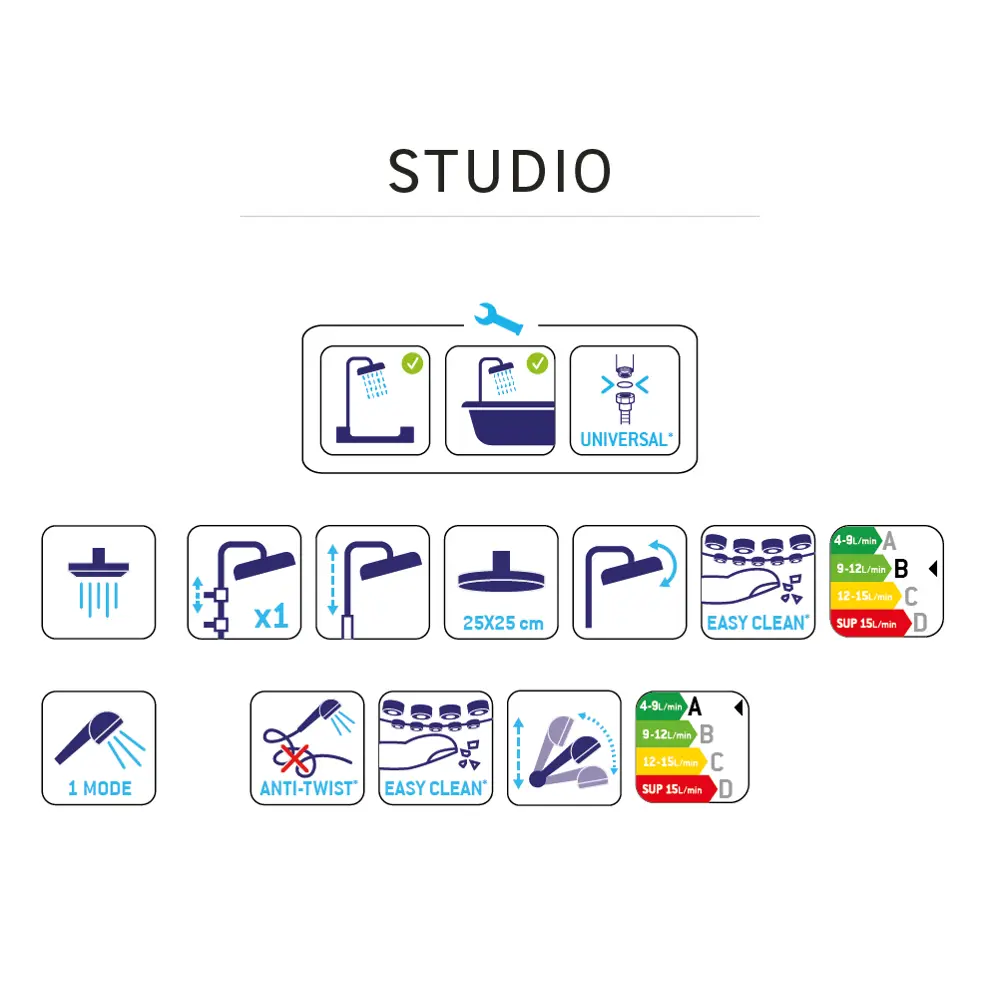 Sensea Studio: Душевая стойка с верхним душем и антиторсионным шлангом 88103664 STLM-0076708 - Вид №5