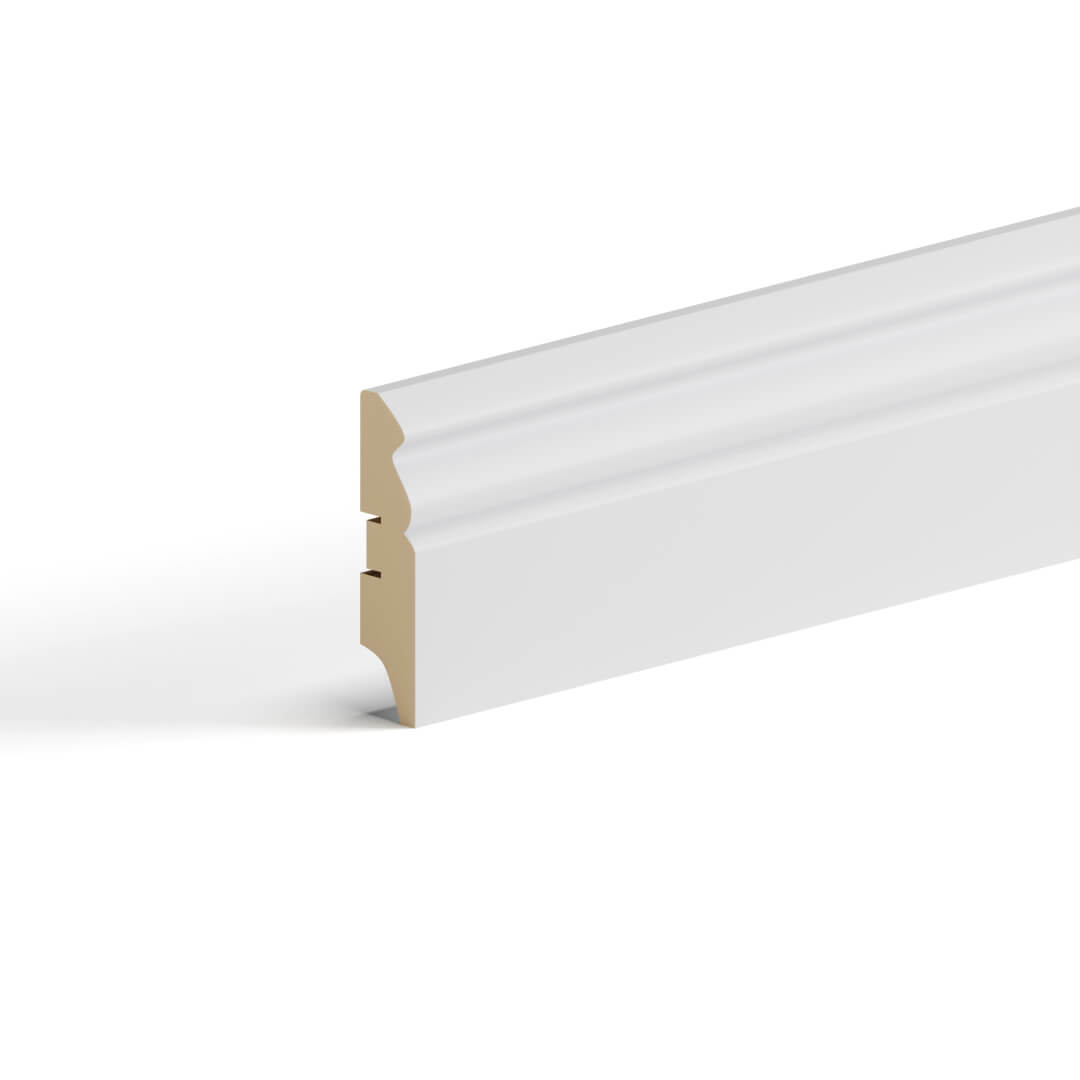 Напольный плинтус МДФ STELLA 70E 2000х70х16 Белый (7шт в упак) Standart STSR-1343