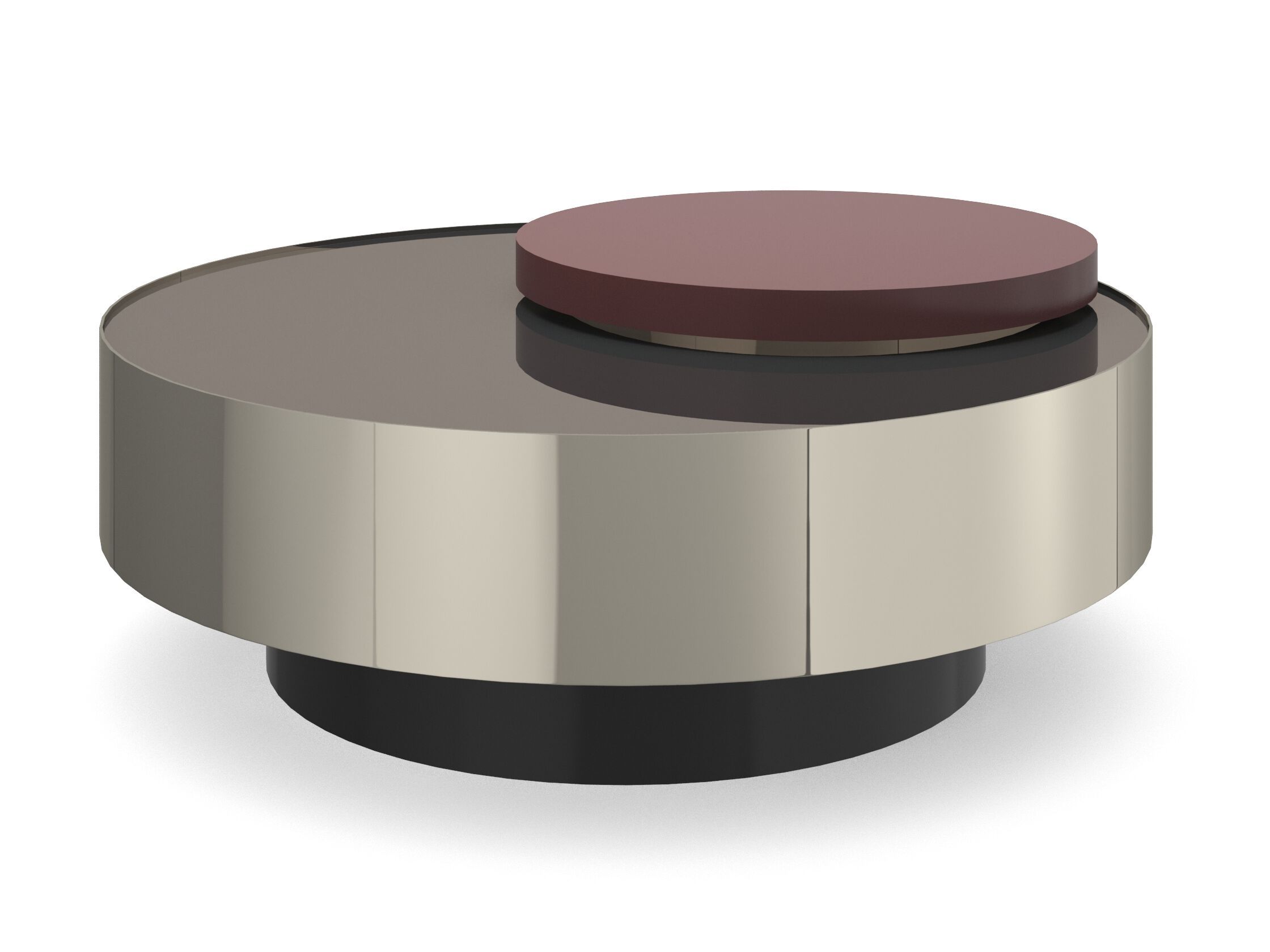 Низкий круглый журнальный столик из зеркального стекла с подносом Caracole RADIUS ARCH-00045938 - Вид №1