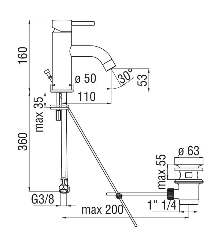 Однорычажный смеситель для раковины Nobili Live ARCH-00043528 - Вид №2