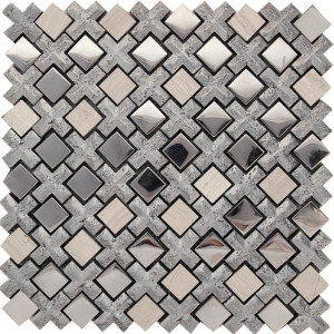 Декоративная мозаика BDA-S7A-5-279x279 27.9x27.9см комбинированная цвет серый / серебристый NATURAL Inka