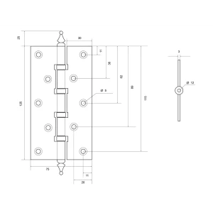 91825093 Петля дверная универсальная Palladium N 500 A-5 PC STLM-1337034