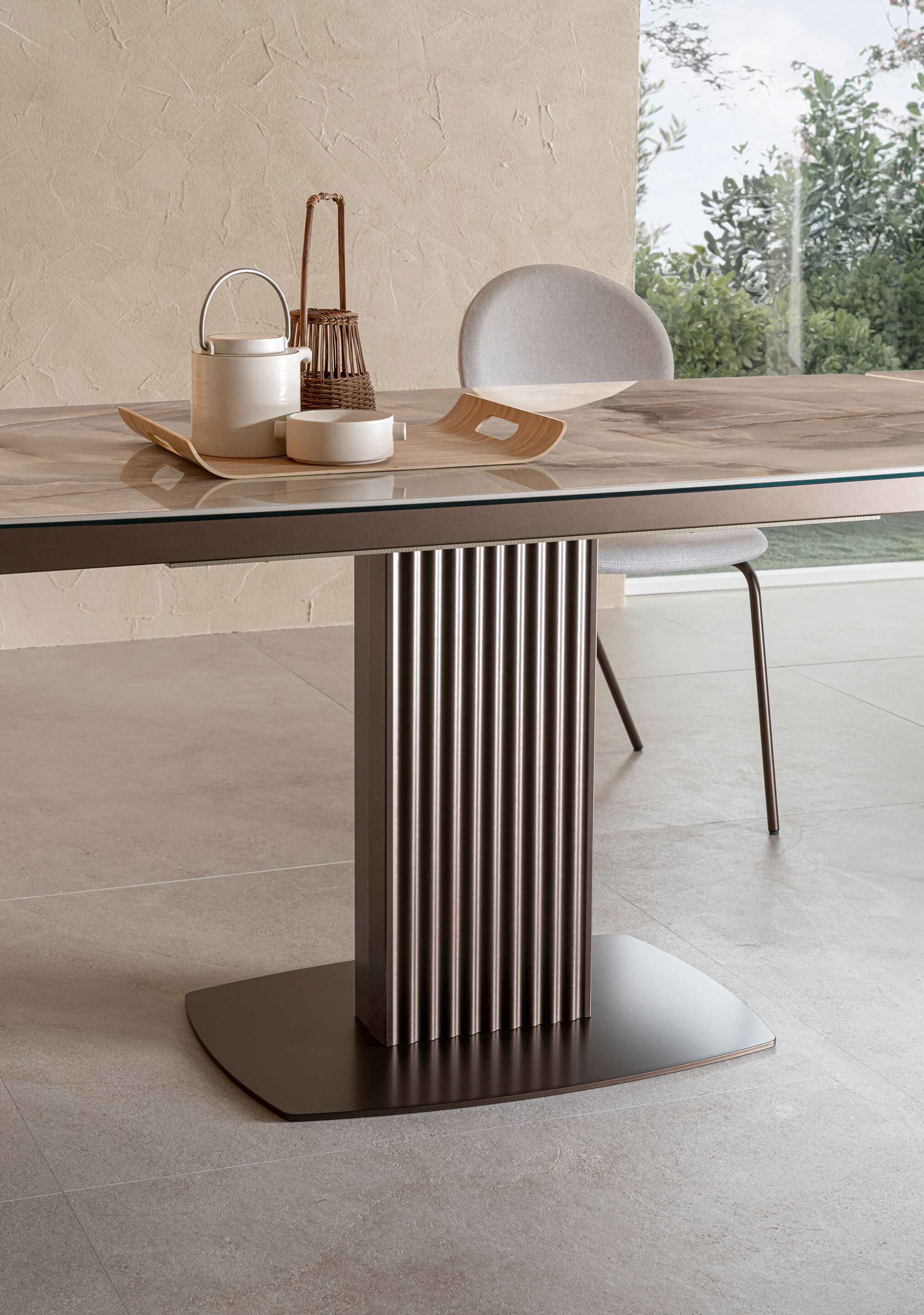Металлический обеденный стол с керамической столешницей RIFLESSI Onda ARCH-00150859 - Вид №4