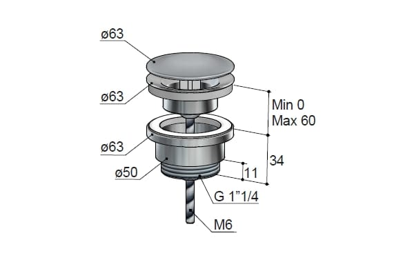 Латунный слив для умывальника Hotbath Guy ARCH-00046372 - Вид №2