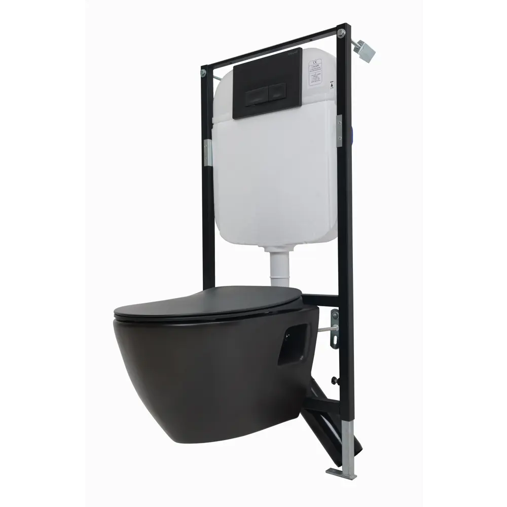 Комплект инсталляция с унитазом Creavit YD.SET.004.18, с клавишей, с микролифтом, цвет черный STLM-2122829 - Вид №1