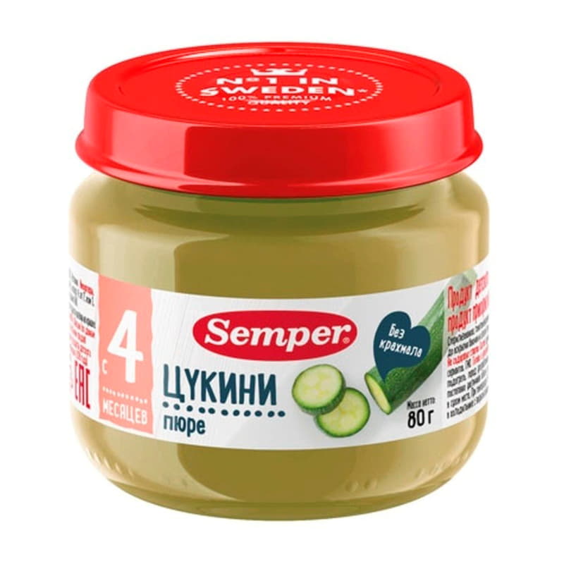 Пюре Цукини с 4 месяцев Semper 80 г Santreyd 15732 - Вид №1