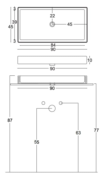 Керамическая прямоугольная столешница Nic канал ARCH-00011535 - Вид №4