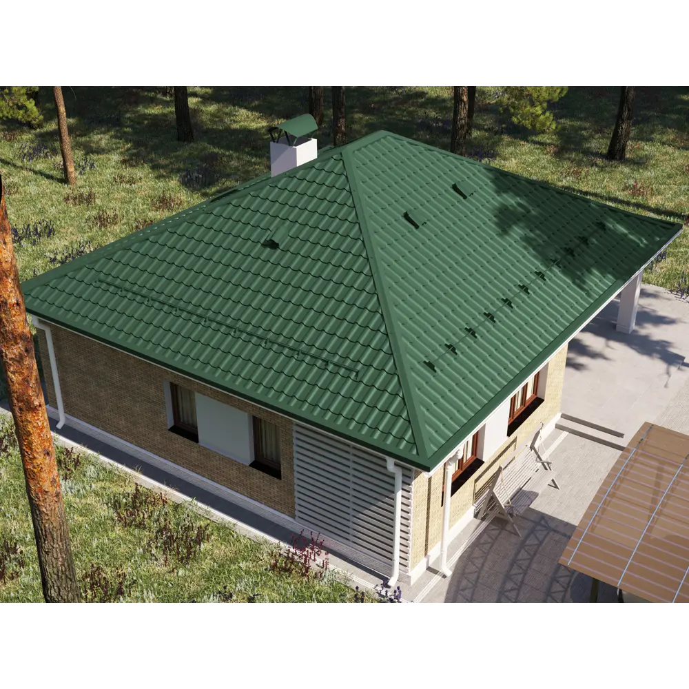 Металлочерепица 0.5 мм 1180x500 мм RAL 6005 зеленый Santreyd STLM-2052730 - Вид №3