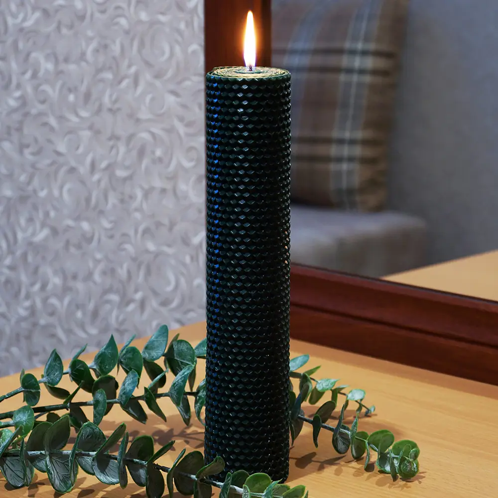 Свеча вощинная цилиндр зеленый мох 3x13 см EVIS STLM-2078412 - Вид №3