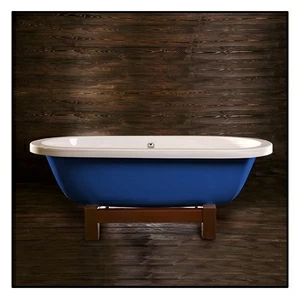 Ванна напольная отдельностоящая синяя с деревянной рамой Akcjum Casandra WR-12-01-C