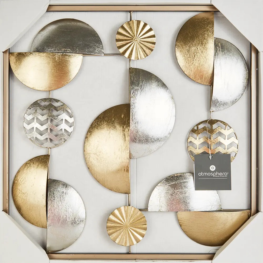 Панно декоративное настенное Atmosphera Круги серебристо-золотистый ø50 см STLM-2017110 - Вид №3