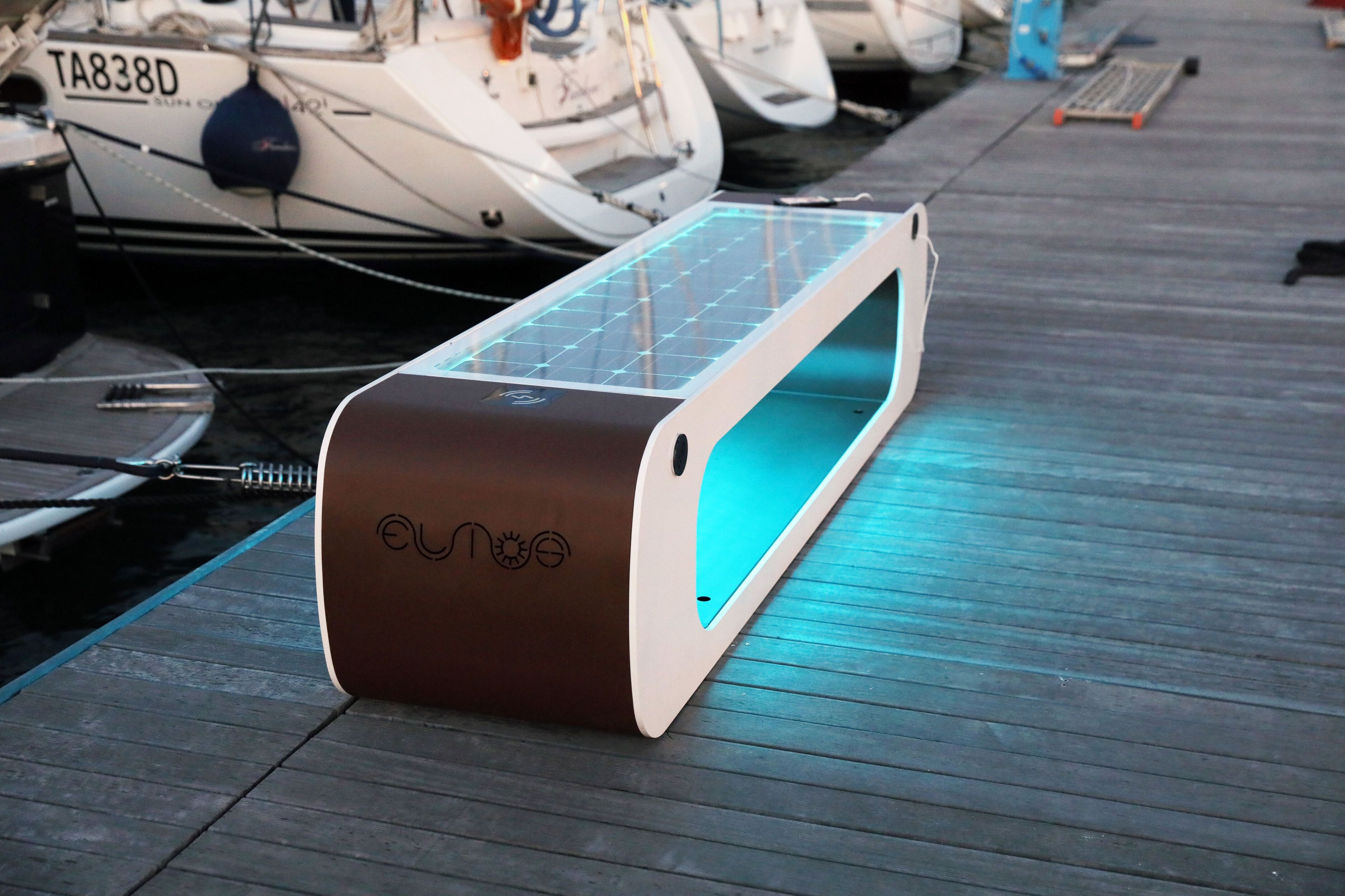 Стальная скамья без спинки с USB-разъемом со встроенным освещением CITYSì ELIOS ARCH-00072477 - Вид №13