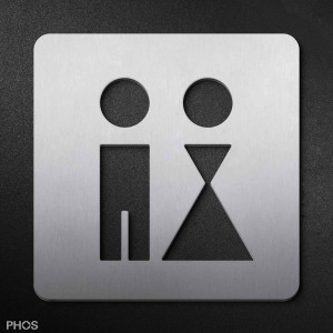 PS0101S Пиктограмма мужского и женского туалета с мягкими краями, 16 x 16 см. PHOS