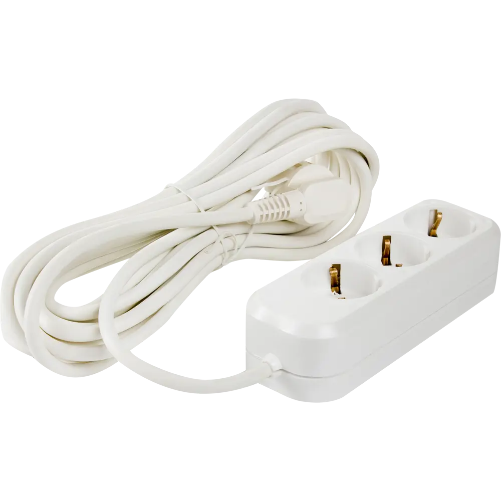 Удлинитель с заземлением для бытовой техники 3 розетки 7 м цвет белый Santreyd STLM-2034160 - Вид №1