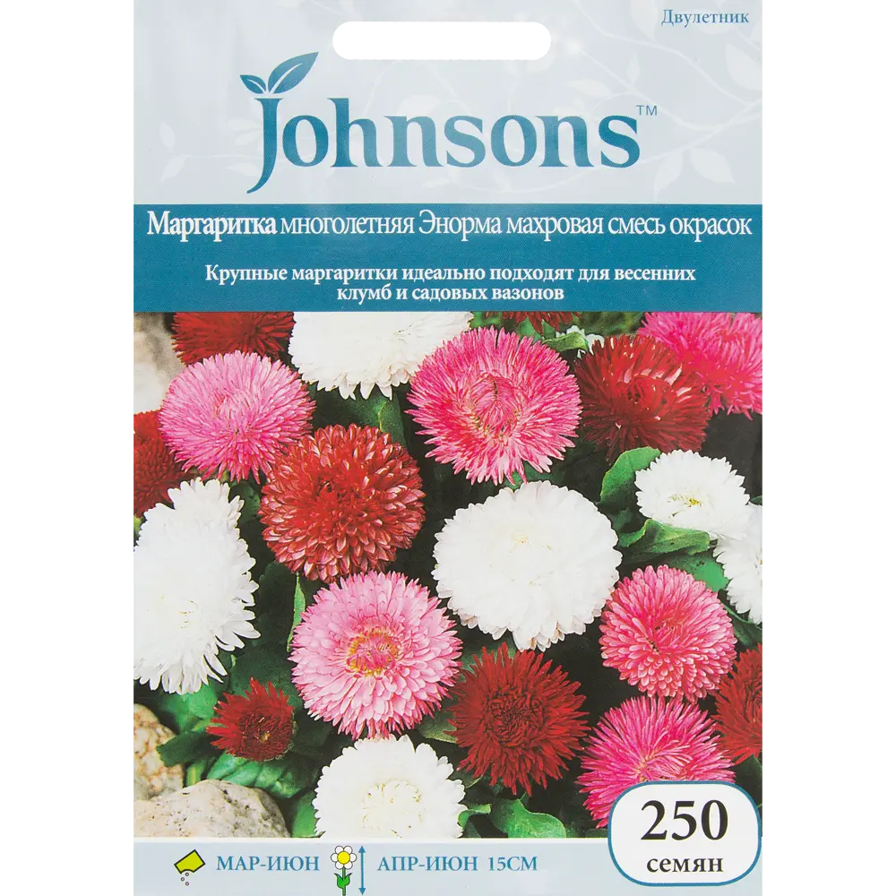 Маргаритка многолетняя махровая «Энорма» смесь окрасок 250 шт JOHNSONS STLM-2143762