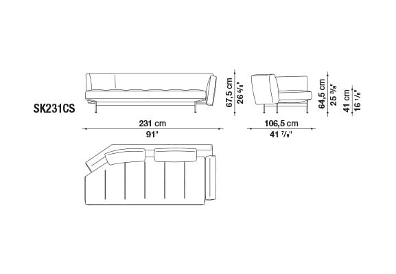Кожаный диван с полуостровом B&B Italia SAKé ARCH-00023880 - Вид №19