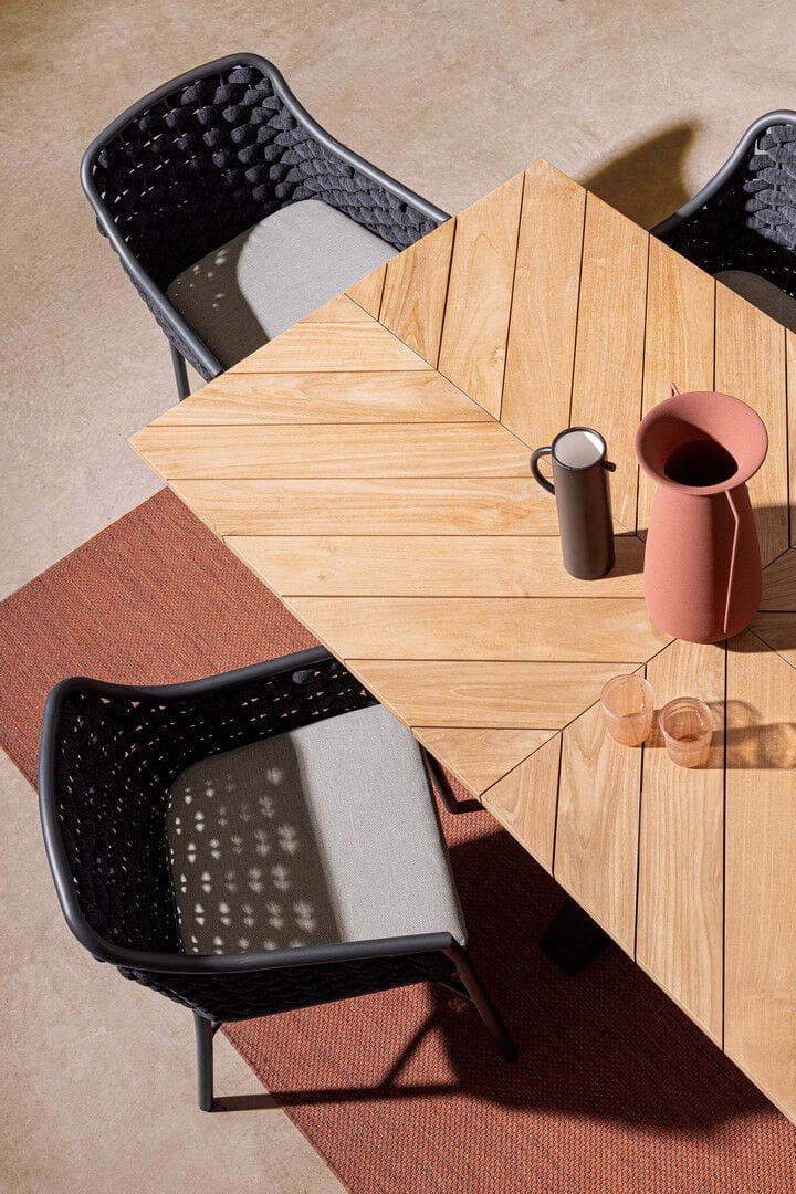 Прямоугольный стол для сада из алюминия и тика BIZZOTTO PALMDALE ARCH-00008911 - Вид №2