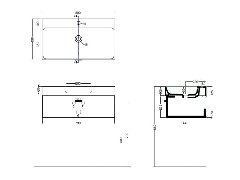 Меламиновая подвесная раковина с ящиками COLAVENE Cento ARCH-00070678 - Вид №4