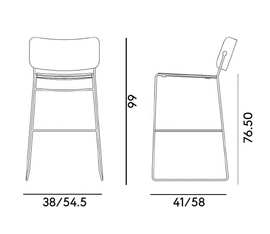 Стальной салазок мягкий высокий стул Billiani Button Down ARCH-00009580 - Вид №1