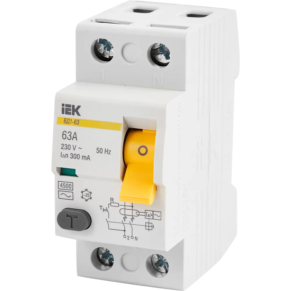 УЗО IEK ВД1-63 2Р 63 А 300 мА 4.5 кА AC STLM-2156574 - Вид №1