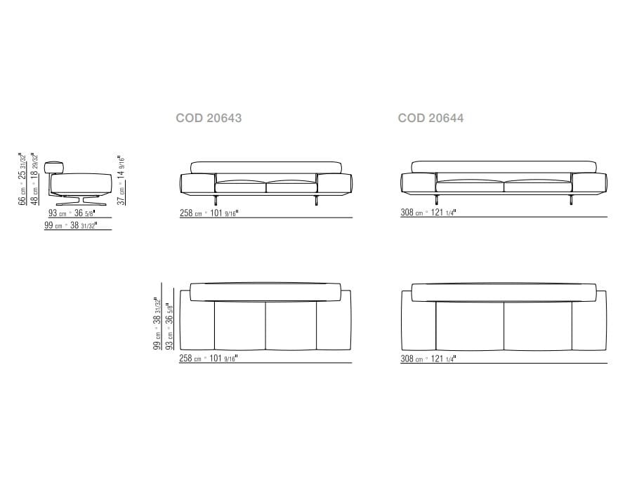2-местный съемный тканевый диван Flexform ARCH-00142357 - Вид №4