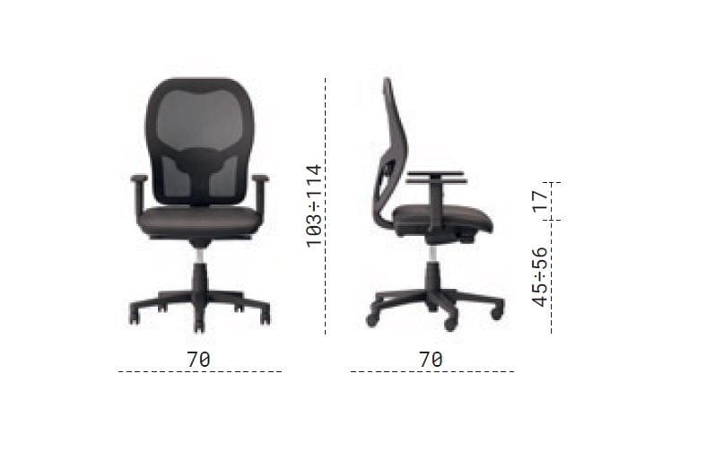 Сетчатое регулируемое по высоте офисное кресло с подлокотниками Las Mobili система ARCH-00081397 - Вид №2