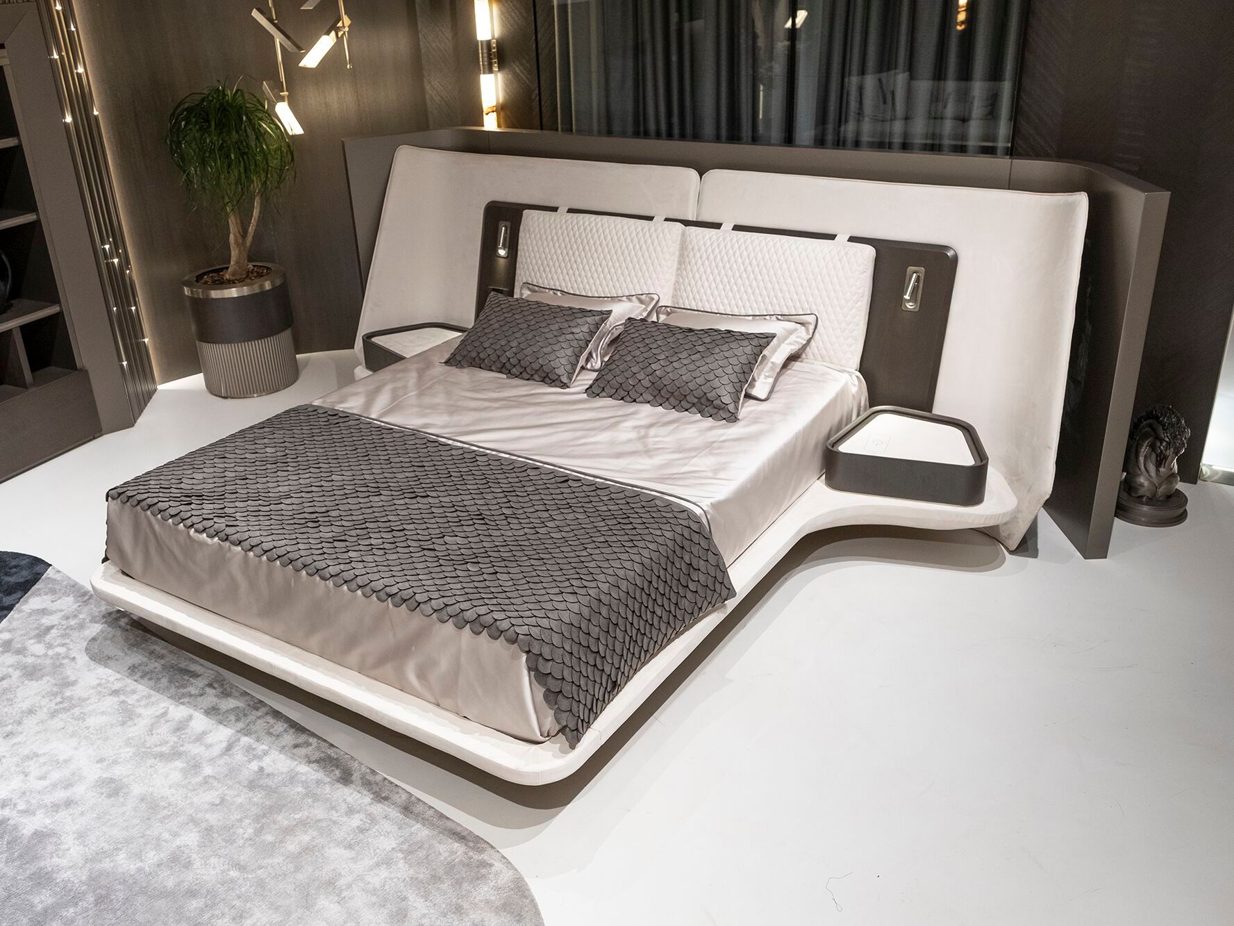 Двуспальная кровать с мягким изголовьем Zebrano Athena ARCH-00100820