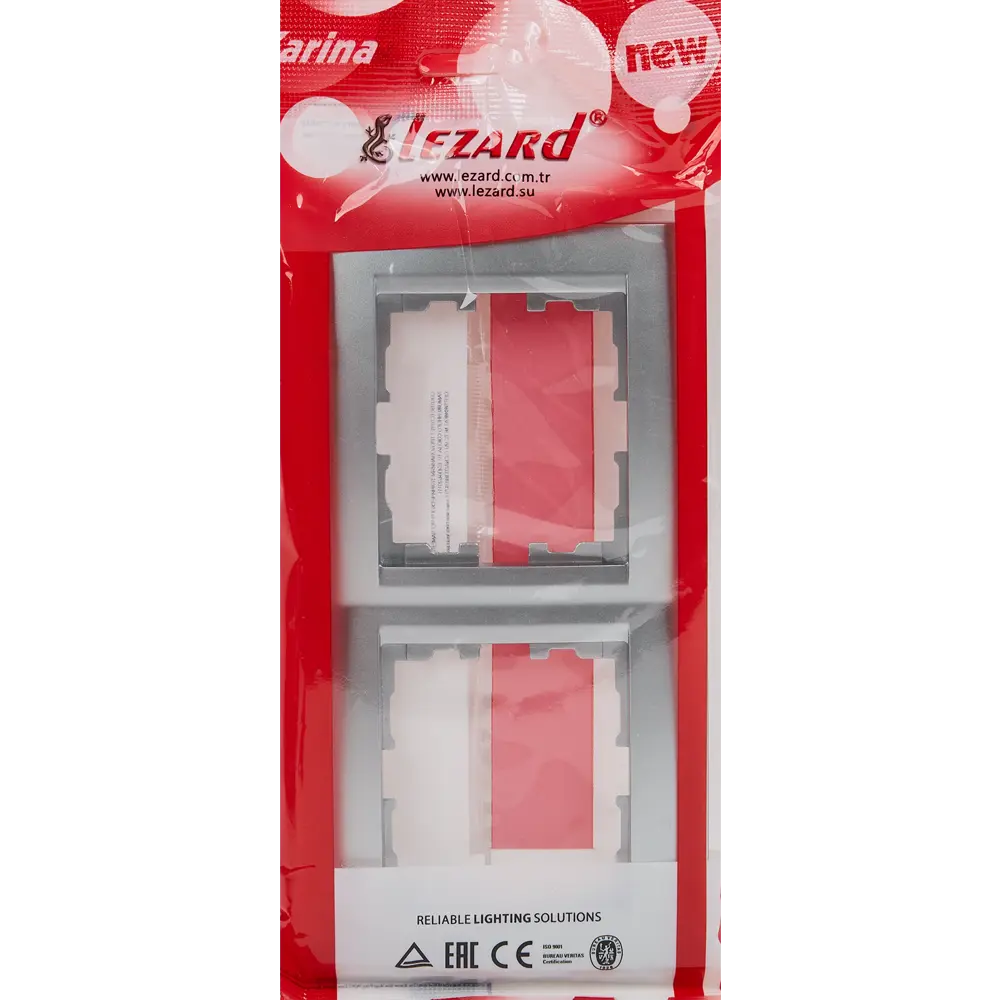 Рамка для розеток и выключателей Lezard Karina 2 поста горизонтальная цвет матовый серый STLM-2081451 - Вид №2