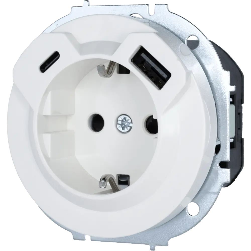 Розетка TC+USB встраиваемая Lezard Osen с заземлением цвет белый STLM-2061853 - Вид №1