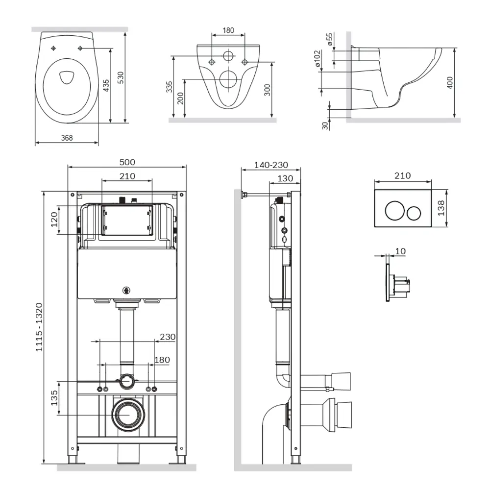 Комплект инсталляция с унитазом Am.Pm Sunny Flashclean с кнопкой цвет белый STLM-2124073 - Вид №4