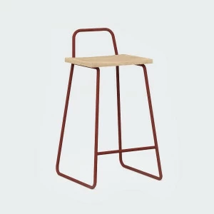 Барный стул с деревянным сиденьем бордовый Bauhaus WOODI  00-3966244 Красный