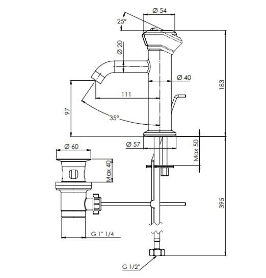 Однорычажный смеситель для раковины Remer Rubinetterie Element ARCH-00009278 - Вид №3