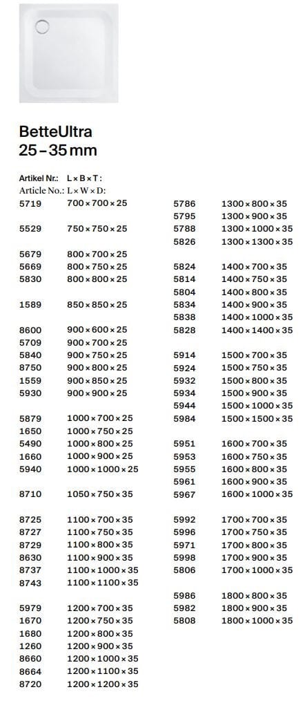 Эмалированная стальная прямоугольная напольная проволока для душа Bette BETTEULTRA ARCH-00080851 - Вид №8