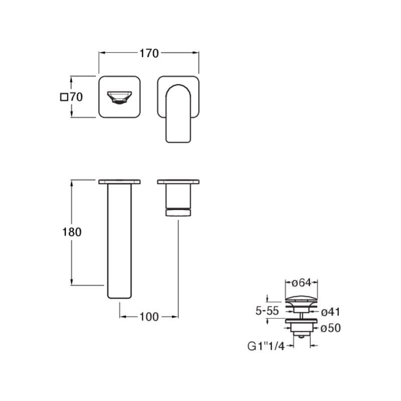 Однорычажный смеситель для раковины с 2 отверстиями CRISTINA Rubinetterie Blade ARCH-00132418 - Вид №2